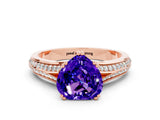 Rose gold Heart Cut Tanzanite Split Shank Engagement Ring with Pavé Band