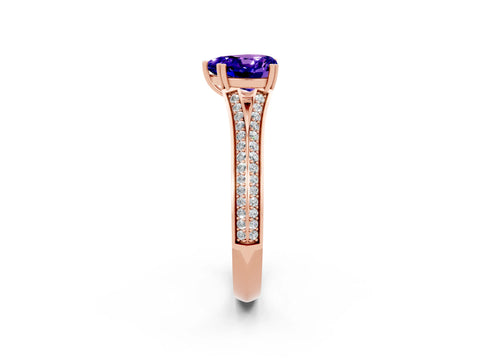 Rose gold Heart Cut Tanzanite Split Shank Engagement Ring with Pavé Band_2