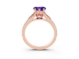 Rose gold Heart Cut Tanzanite Split Shank Engagement Ring with Pavé Band_3