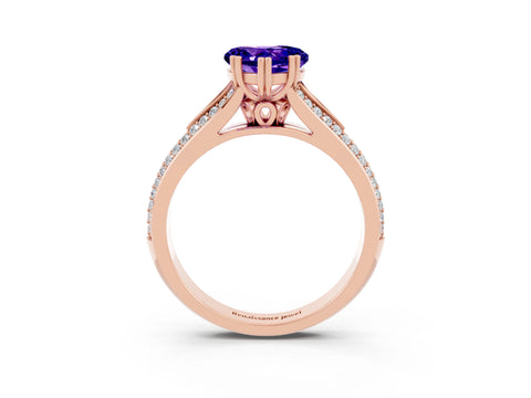 Rose gold Heart Cut Tanzanite Split Shank Engagement Ring with Pavé Band_3