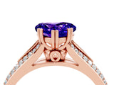 Rose gold Heart Cut Tanzanite Split Shank Engagement Ring with Pavé Band_4