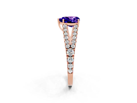Rose gold Heart Cut Tanzanite Split Shank Pavé Engagement Ring with Four-Prong Setting_14