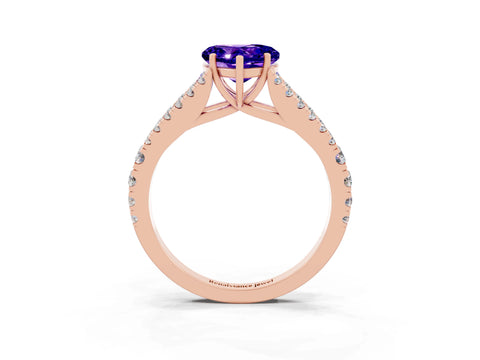 Rose gold Heart Cut Tanzanite Split Shank Pavé Engagement Ring with Four-Prong Setting_15