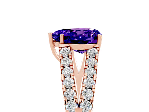 Rose gold Heart Cut Tanzanite Split Shank Pavé Engagement Ring with Four-Prong Setting_17