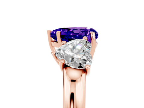 Rose gold Heart Cut Tanzanite Three-Stone Ring with Four-Prong Setting and Classic Band_5