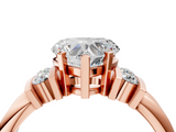 Rose gold Heart Cut Three-Stone Channel Set Ring with Bar Prongs_65