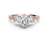 Rose gold Heart Cut Three-Stone Diamond Pavé Band with Prong Setting_23