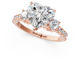 Rose gold Heart Cut Three-Stone Diamond Pavé Band with Prong Setting_24