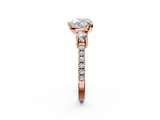 Rose gold Heart Cut Three-Stone Diamond Pavé Band with Prong Setting_25
