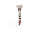 Rose gold Heart Cut Three-Stone Diamond Pave Band with Prong Setting_87