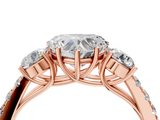 Rose gold Heart Cut Three-Stone Diamond Pave Band with Prong Setting_89
