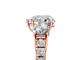 Rose gold Heart Cut Three-Stone Diamond Pave Band with Prong Setting_90