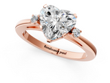 Rose gold Heart Cut Three-Stone Solitaire Ring with Round Accent Diamonds and Four-Prong Setting_34