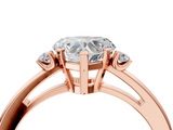 Rose gold Heart Cut Three-Stone Solitaire Ring with Round Accent Diamonds and Four-Prong Setting_37