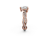 Rose gold Heart Cut Twisted Pavé Band Solitaire Ring with Four-Prong Setting_91