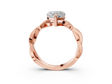 Rose gold Heart Cut Twisted Pavé Band Solitaire Ring with Four-Prong Setting_92