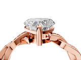 Rose gold Heart Cut Twisted Pavé Band Solitaire Ring with Four-Prong Setting_93
