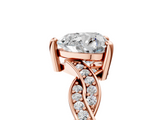 Rose gold Heart Cut Twisted Pavé Band Solitaire Ring with Four-Prong Setting_94