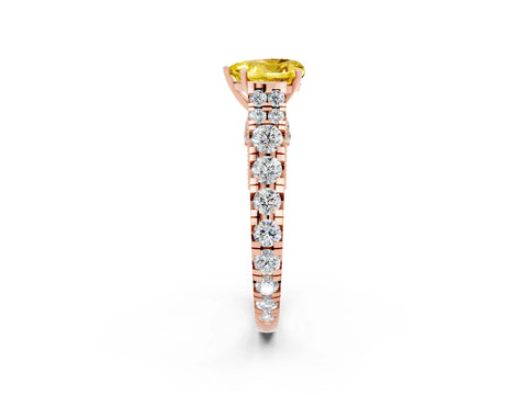 Rose gold Heart Cut Yellow Sapphire Classic Solitaire Ring with Pavé Band and Four-Prong Setting_14