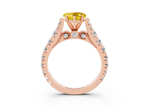 Rose gold Heart Cut Yellow Sapphire Classic Solitaire Ring with Pavé Band and Four-Prong Setting_15