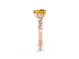 Rose gold Heart Cut Yellow Sapphire Cluster Side Stone Solitaire Ring with Prong Setting_50