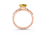 Rose gold Heart Cut Yellow Sapphire Cluster Side Stone Solitaire Ring with Prong Setting_51