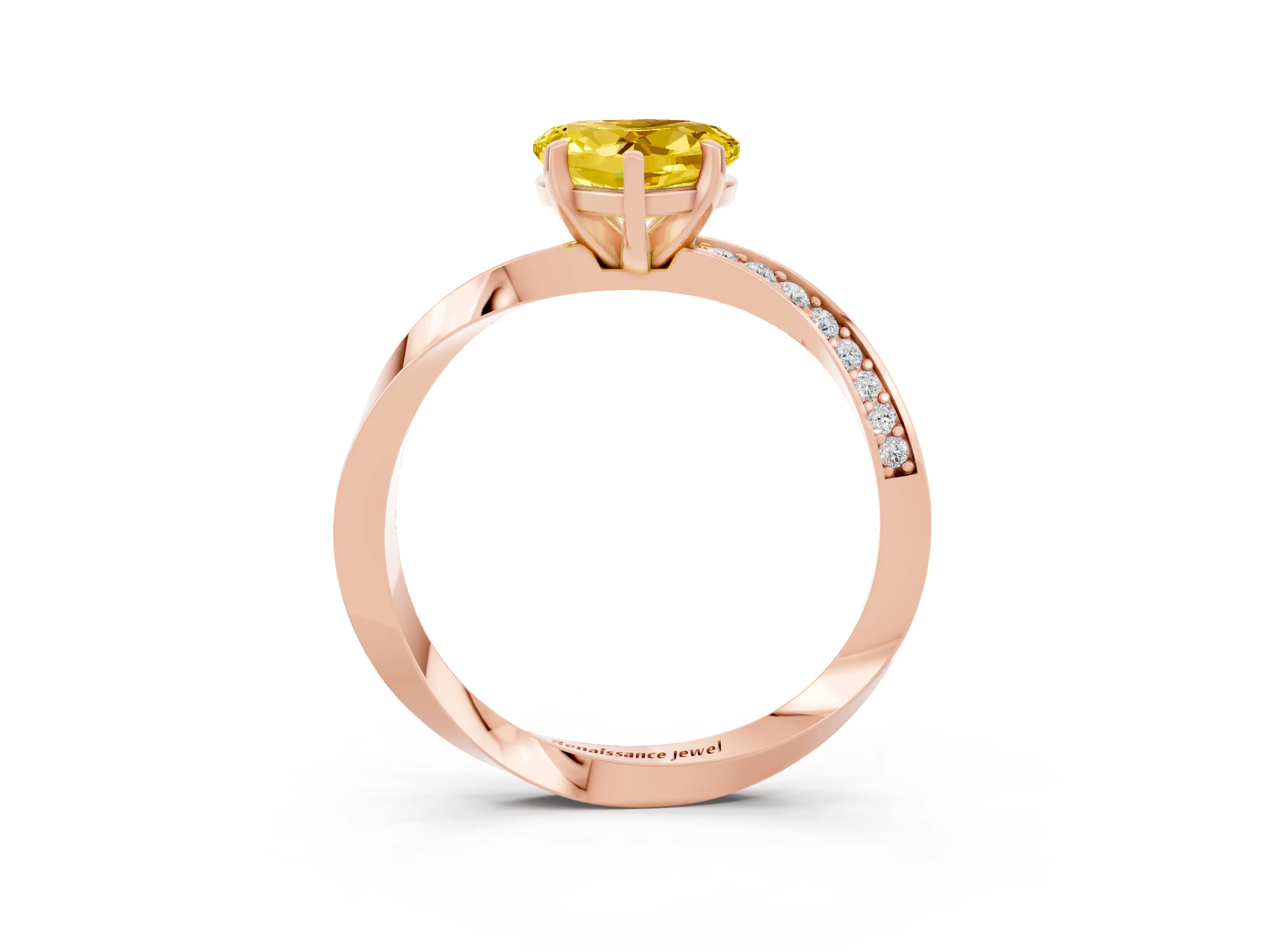 Rose gold Heart Cut Yellow Sapphire Engagement Ring with Side Stone Accents and Four-Prong Setting_51