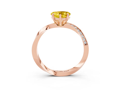 Rose gold Heart Cut Yellow Sapphire Engagement Ring with Side Stone Accents and Four-Prong Setting_51