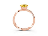 Rose gold Heart Cut Yellow Sapphire Engagement Ring with Side Stone Accents and Four-Prong Setting_63
