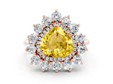 Rose gold Heart Cut Yellow Sapphire Floral Double Halo Engagement Ring with Prong Setting_60