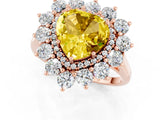 Rose gold Heart Cut Yellow Sapphire Floral Double Halo Engagement Ring with Prong Setting_61