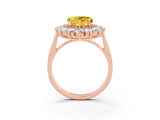 Rose gold Heart Cut Yellow Sapphire Floral Double Halo Engagement Ring with Prong Setting_63