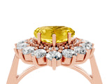 Rose gold Heart Cut Yellow Sapphire Floral Double Halo Engagement Ring with Prong Setting_64