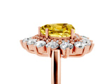 Rose gold Heart Cut Yellow Sapphire Floral Double Halo Engagement Ring with Prong Setting_65