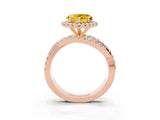Rose gold Heart Cut Yellow Sapphire Halo Ring with Round Split Shank and Prong Setting_51