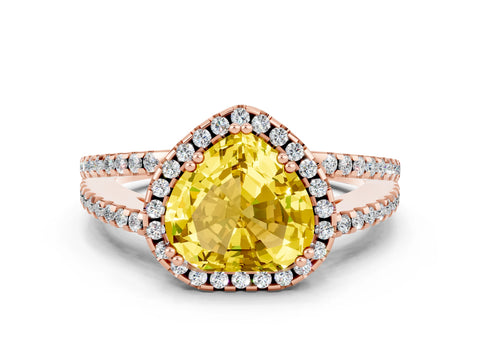 Rose gold Heart Cut Yellow Sapphire Halo Split Shank Engagement Ring_12