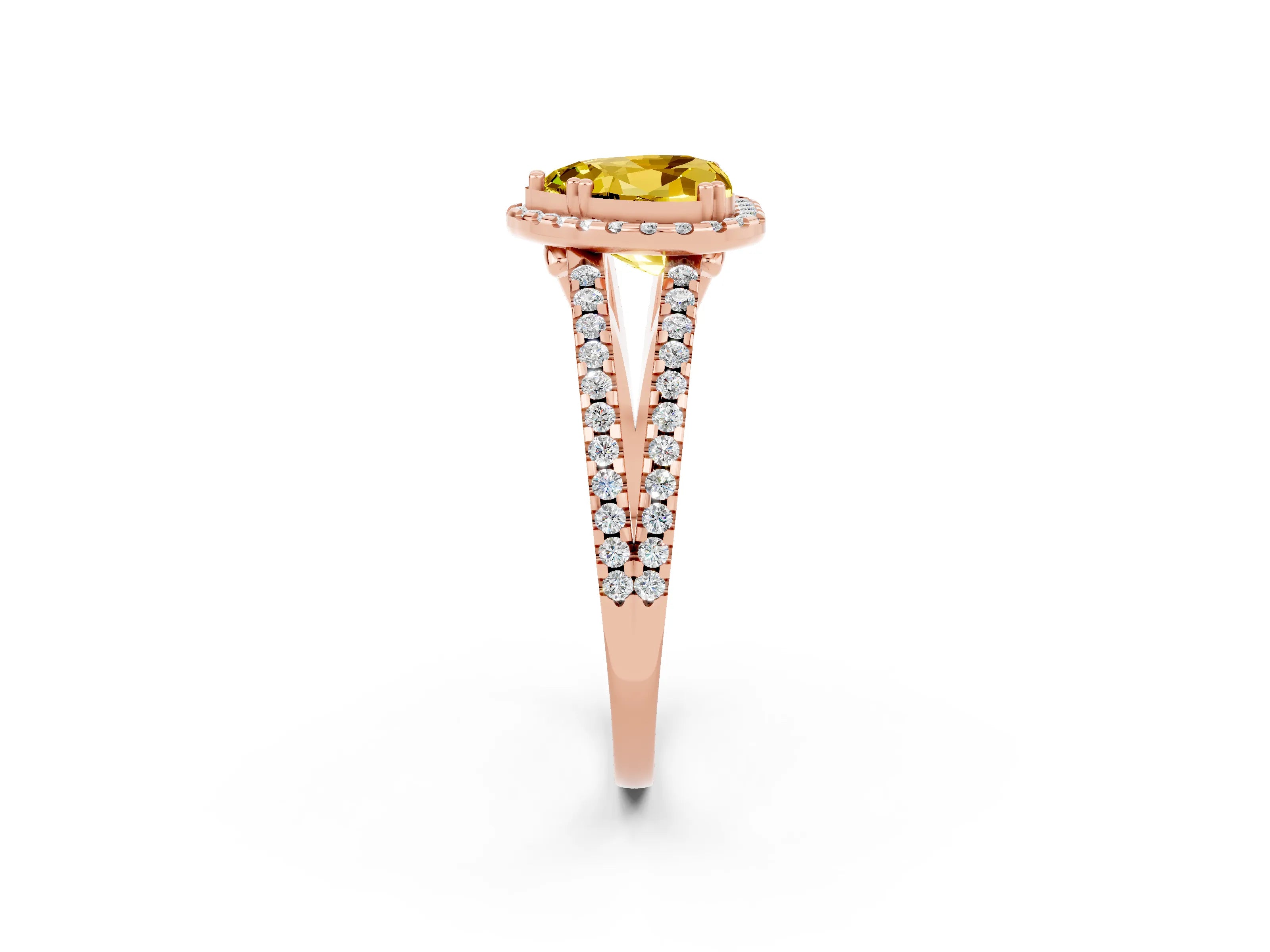 Rose gold Heart Cut Yellow Sapphire Halo Split Shank Engagement Ring_14