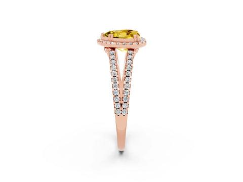 Rose gold Heart Cut Yellow Sapphire Halo Split Shank Engagement Ring_14