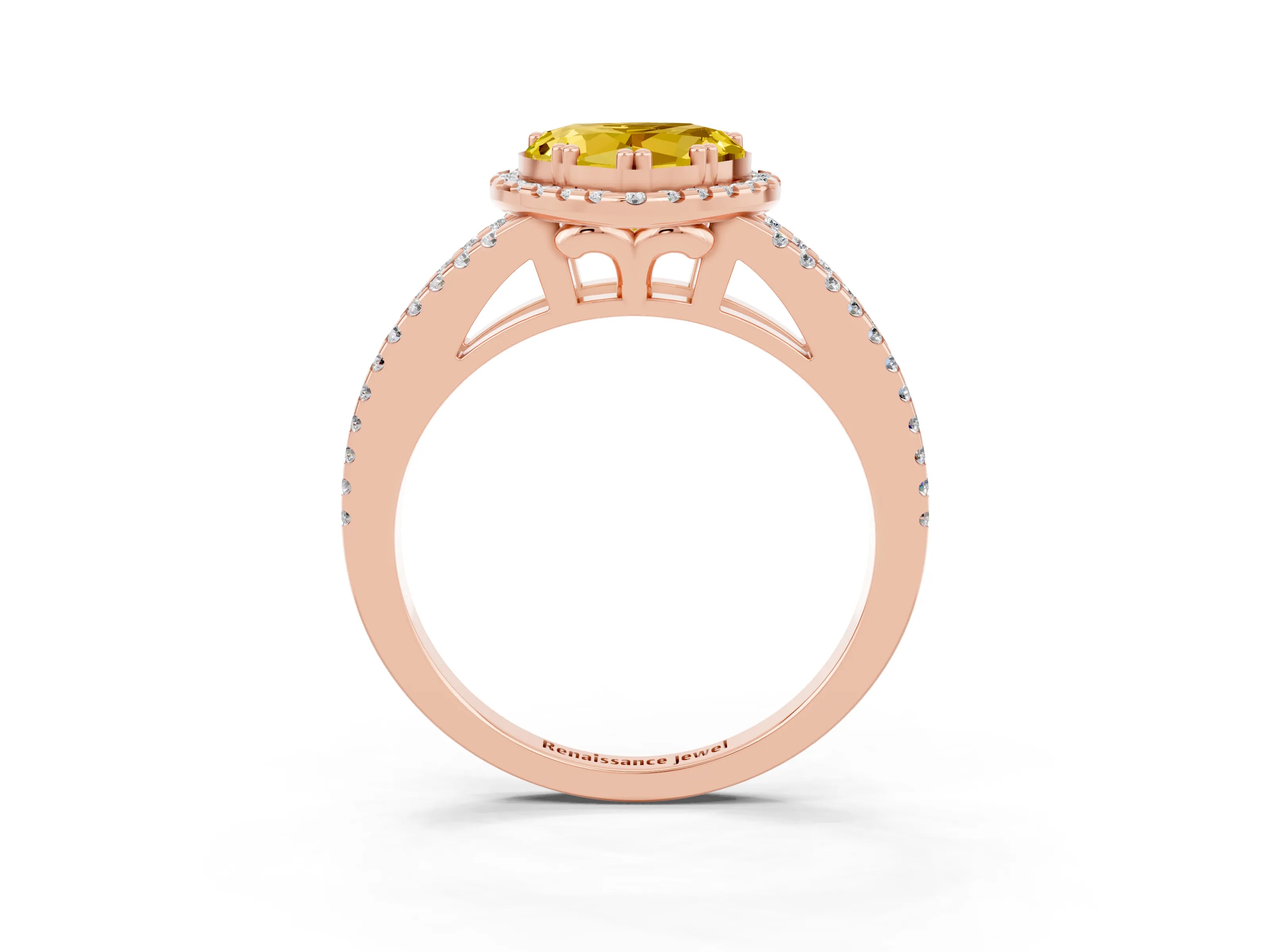 Rose gold Heart Cut Yellow Sapphire Halo Split Shank Engagement Ring_15