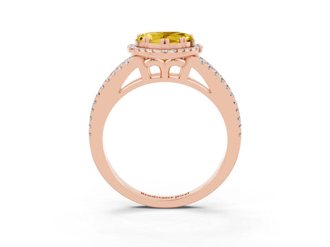 Rose gold Heart Cut Yellow Sapphire Halo Split Shank Engagement Ring_15