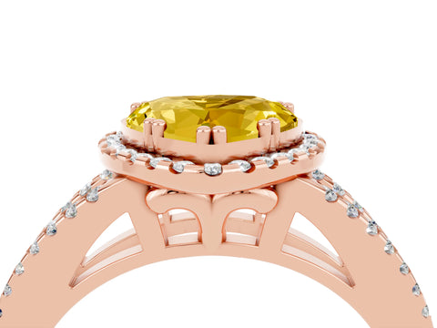 Rose gold Heart Cut Yellow Sapphire Halo Split Shank Engagement Ring_16