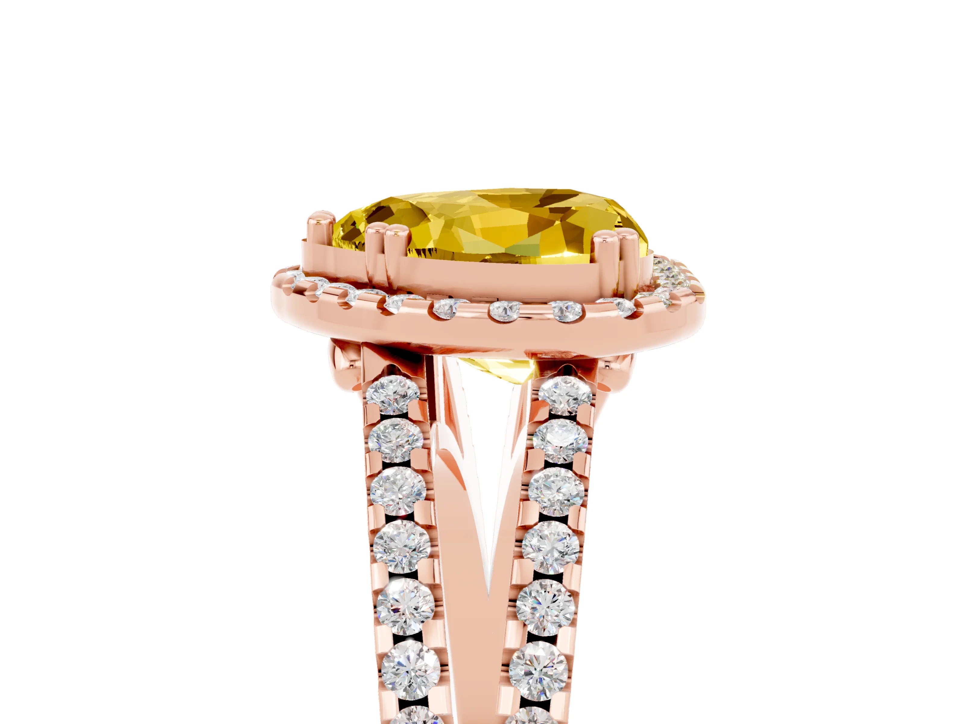 Rose gold Heart Cut Yellow Sapphire Halo Split Shank Engagement Ring_17