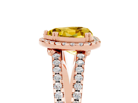 Rose gold Heart Cut Yellow Sapphire Halo Split Shank Engagement Ring_17