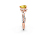 Rose gold Heart Cut Yellow Sapphire Halo Twist Band Solitaire Prong Setting Ring_26