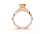 Rose gold Heart Cut Yellow Sapphire  Halo Twist Band Solitaire Prong Setting Ring_45