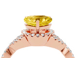 Rose gold Heart Cut Yellow Sapphire  Halo Twist Band Solitaire Prong Setting Ring_46