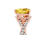 Rose gold Heart Cut Yellow Sapphire  Halo Twist Band Solitaire Prong Setting Ring_47