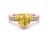 Rose gold Heart Cut Yellow Sapphire Milgrain Pavé Engagement Ring with Four-Prong Setting_36
