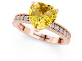 Rose gold Heart Cut Yellow Sapphire Milgrain Pavé Engagement Ring with Four-Prong Setting_37