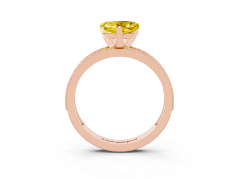 Rose gold Heart Cut Yellow Sapphire Milgrain Pavé Engagement Ring with Four-Prong Setting_39